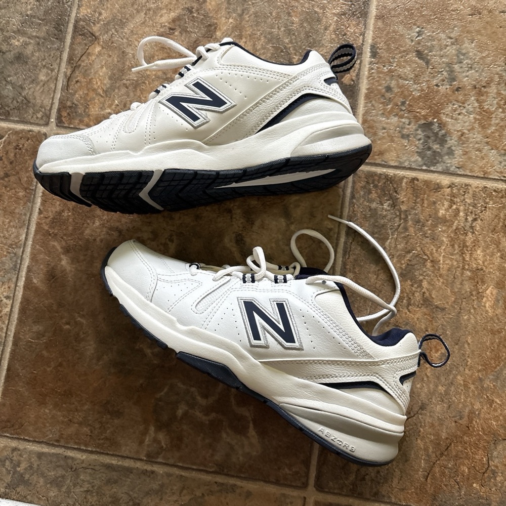 New Balance White and Dark Blue Comfort Sneakers
